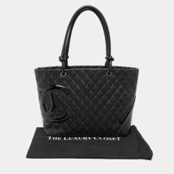 Pre Owned Chanel Black Quilted Leather Large Cambon Ligne Tote