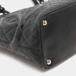 Pre Owned Chanel Black Quilted Leather Large Cambon Ligne Tote