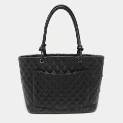 Pre Owned Chanel Black Quilted Leather Large Cambon Ligne Tote