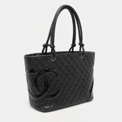 Pre Owned Chanel Black Quilted Leather Large Cambon Ligne Tote