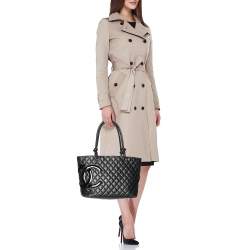Pre Owned Chanel Black Quilted Leather Large Cambon Ligne Tote