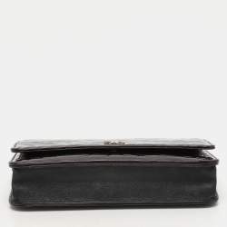 Chanel Dark Burgundy Camellia Patent and Leather Wallet On Chain