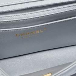 Chanel Grey Quilted Leather Flap Bag Top Handle Bag