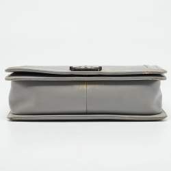 Chanel Grey Chevron Quilted Leather New Medium Boy Bag