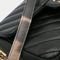 Pre Owned Chanel Black Mini Rectangular Chevron Lambskin Chain Around Flap Bag