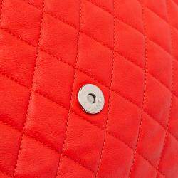 Pre Owned Chanel Red Maxi Washed Lambskin Chain Around Flap Bag