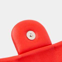 Pre Owned Chanel Red Maxi Washed Lambskin Chain Around Flap Bag