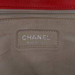 Pre Owned Chanel Red Maxi Washed Lambskin Chain Around Flap Bag