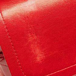 Pre Owned Chanel Red Medium Classic Lambskin Double Flap Bag