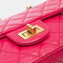 Pre Owned Chanel Dark Pink Calfskin Mini Reissue 2.55 Flap Bag