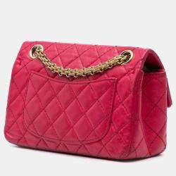 Pre Owned Chanel Dark Pink Calfskin Mini Reissue 2.55 Flap Bag