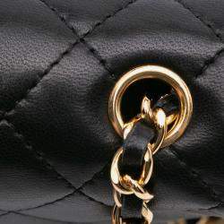Pre Owned Chanel Black Quilted Lambskin Micro Single Flap Bag
