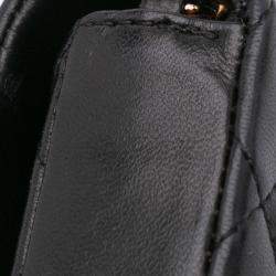 Pre Owned Chanel Black Quilted Lambskin Micro Single Flap Bag