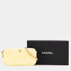 Chanel Yellow Denim Coco Fringe Clutch with Chain Bag