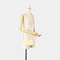 Chanel Yellow Denim Coco Fringe Clutch with Chain Bag