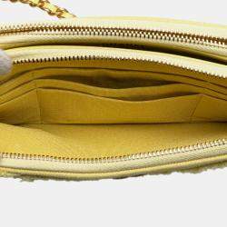 Chanel Yellow Denim Coco Fringe Clutch with Chain Bag