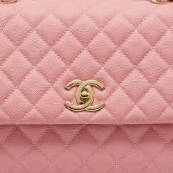 Chanel Pink Quilted Caviar Leather Medium Coco Top Handle Bag