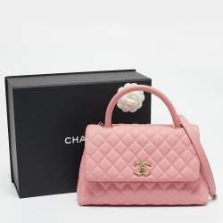 Chanel Pink Quilted Caviar Leather Medium Coco Top Handle Bag