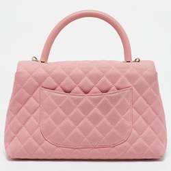 Chanel Pink Quilted Caviar Leather Medium Coco Top Handle Bag
