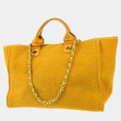 Chanel Yellow Fabric Medium Deauville Tote Bag