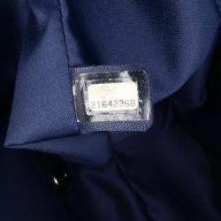 Pre Owned Chanel Dark Blue Quilted Lambskin Large CC Crossing Flap Bag