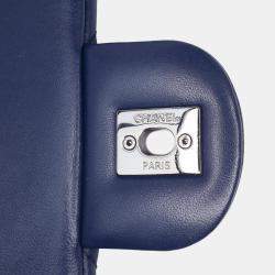 Pre Owned Chanel Dark Blue Quilted Lambskin Large CC Crossing Flap Bag