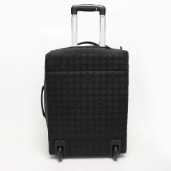 Chanel Black Nylon Travel Ligne 2 Wheeled Trolley Rolling Luggage