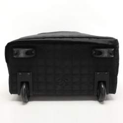 Chanel Black Nylon Travel Ligne 2 Wheeled Trolley Rolling Luggage