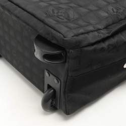 Chanel Black Nylon Travel Ligne 2 Wheeled Trolley Rolling Luggage