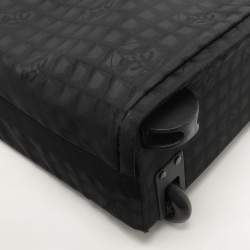 Chanel Black Nylon Travel Ligne 2 Wheeled Trolley Rolling Luggage