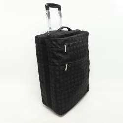 Chanel Black Nylon Travel Ligne 2 Wheeled Trolley Rolling Luggage