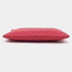Chanel Red Leather Large Clutch Bag