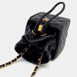 Pre Owned Chanel Black Leather Mini Bucket Chain Crossbody  Bag