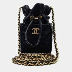 Pre Owned Chanel Black Leather Mini Bucket Chain Crossbody  Bag