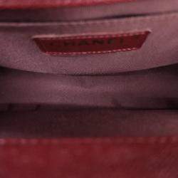 Pre Owned Chanel Red Leather Chevron Boy Medium Shoulder Bag