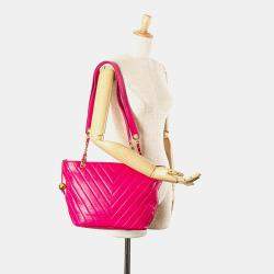Chanel Pink Chevron Lambskin Tote Bag