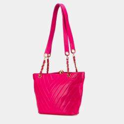 Chanel Pink Chevron Lambskin Tote Bag
