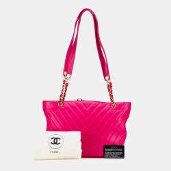 Chanel Pink Chevron Lambskin Tote Bag
