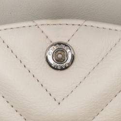 Chanel White Small Classic Chevron Lambskin Double Flap Bag