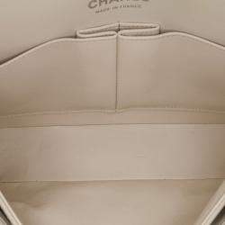 Chanel White Small Classic Chevron Lambskin Double Flap Bag