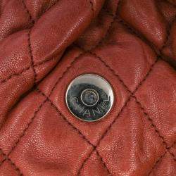 Pre Owned Chanel Brown Large Quilted Lambskin Chain Around Flap Bag