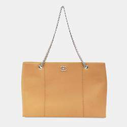Chanel Brown CC Caviar Mademoiselle Chain Shopping Tote Bag
