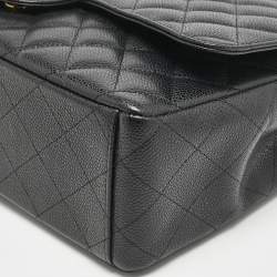 Chanel Black Quilted Caviar Leather Maxi Classic Double Flap Bag