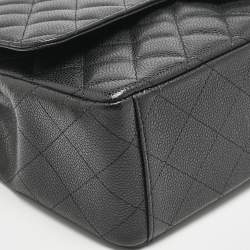 Chanel Black Quilted Caviar Leather Maxi Classic Double Flap Bag