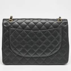 Chanel Black Quilted Caviar Leather Maxi Classic Double Flap Bag