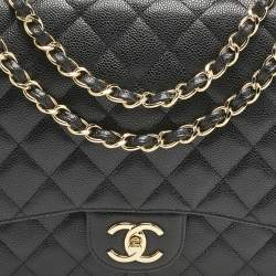 Chanel Black Quilted Caviar Leather Maxi Classic Double Flap Bag