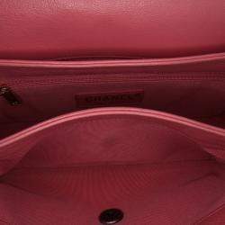 Pre Owned Chanel Pink Quilted Calfskin Straight Lined Flap Bag