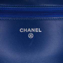 Chanel Blue Reissue 2.55 Quilted Jersey Wallet On Chain Bag