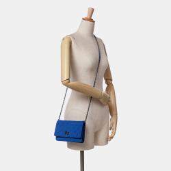 Chanel Blue Reissue 2.55 Quilted Jersey Wallet On Chain Bag