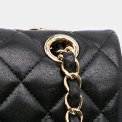 Chanel Black Medium Classic Lambskin Valentines Heart Charms Single Flap Bag